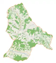 Mapa konturowa gminy Niebylec, w centrum znajduje się punkt z opisem „Blizianka”