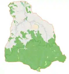 Mapa konturowa gminy Niedźwiedź, blisko centrum na dole znajduje się punkt z opisem „Solmisko”