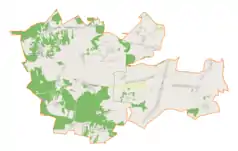 Mapa konturowa gminy Niegowa, u góry po lewej znajduje się punkt z opisem „Ludwinów”