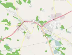 Mapa konturowa Niemodlina, blisko centrum na lewo znajduje się punkt z opisem „Szczepanowice”