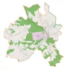 Mapa konturowa gminy Nowa Sarzyna, po prawej znajduje się punkt z opisem „Ruda Łańcucka”