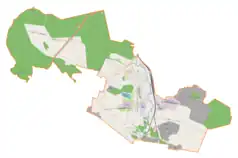 Mapa konturowa gminy Nowiny, na dole znajduje się punkt z opisem „Łany”