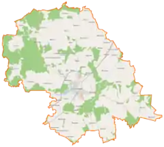 Mapa konturowa gminy Nowogard, po prawej znajduje się punkt z opisem „Jarchlino”