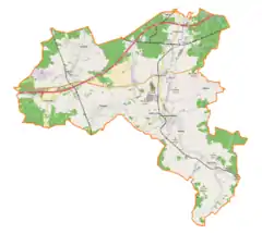 Mapa konturowa gminy Nowogrodziec, u góry nieco na lewo znajduje się punkt z opisem „Zagajnik”