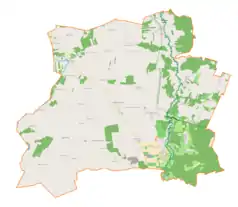 Mapa konturowa gminy Nowy Kawęczyn, u góry znajduje się punkt z opisem „Adamów”