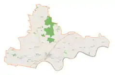 Mapa konturowa gminy Nowy Korczyn, na dole po lewej znajduje się punkt z opisem „Czarkowy”