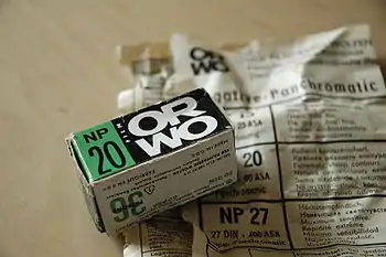 Film ORWO (małoobrazkowy w kasecie, 36 klatek, negatywowy, monochromatyczny (panchromatyczny), 20 DIN) (<1980)