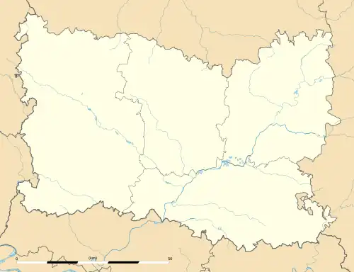 Mapa konturowa Oise, na dole po prawej znajduje się punkt z opisem „Crépy-en-Valois”