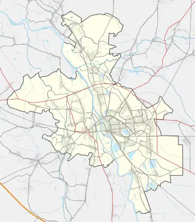 Mapa konturowa Opola, po lewej nieco u góry znajduje się punkt z opisem „Sławice”