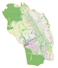 Mapa konturowa gminy Ornontowice, po prawej znajduje się punkt z opisem „Ornontowice”