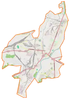 Mapa konturowa Orszy, po lewej znajduje się punkt z opisem „Orsza Centralna”