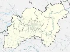 Mapa konturowa powiatu ostrowieckiego, u góry po prawej znajduje się punkt z opisem „Bałtów”