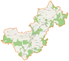 Mapa konturowa gminy Płoty, na dole znajduje się punkt z opisem „Makowiska”