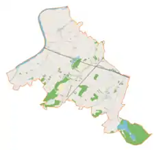 Mapa konturowa gminy Padew Narodowa, w centrum znajduje się punkt z opisem „Padew”