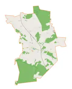 Mapa konturowa gminy Panki, u góry znajduje się punkt z opisem „Zwierzyniec-Leśniczówka”