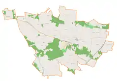 Mapa konturowa gminy Paradyż, w centrum znajduje się punkt z opisem „Paradyż”