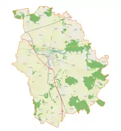 Mapa konturowa gminy Pasłęk, na dole znajduje się punkt z opisem „Dargowo”