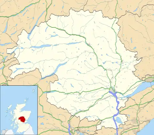 Mapa konturowa Perth and Kinross, po prawej znajduje się punkt z opisem „Blairgowrie”