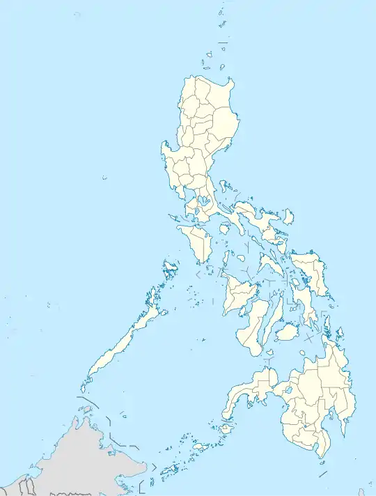 Mapa konturowa Filipin, na dole po prawej znajduje się punkt z opisem „Morze Mindanao”