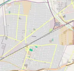 Mapa konturowa Piastowa, blisko centrum na prawo u góry znajduje się punkt z opisem „Niecki”