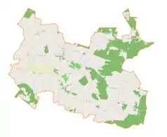 Mapa konturowa gminy Pierzchnica, na dole po prawej znajduje się punkt z opisem „Parafiapw. św. Wawrzyńcaw Drugni”