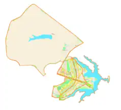 Mapa konturowa Brasíli, na dole nieco na prawo znajduje się punkt z opisem „Brasília”