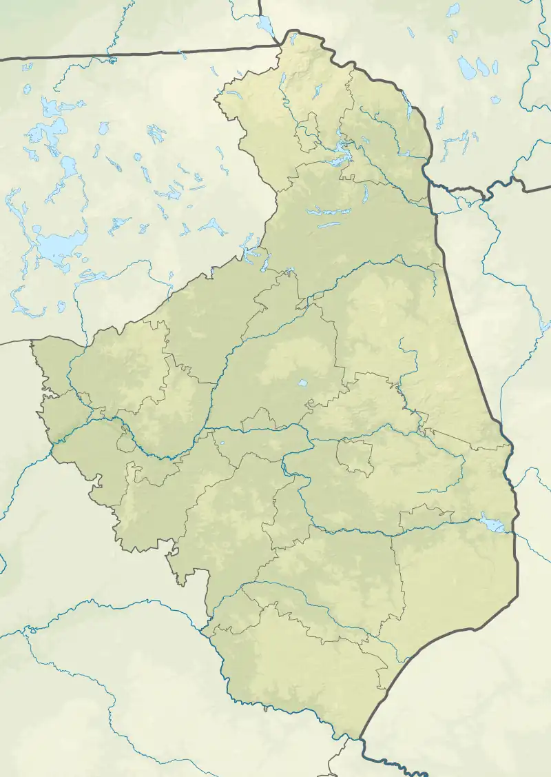 Mapa konturowa województwa podlaskiego, po prawej znajduje się punkt z opisem „źródło”, poniżej na lewo znajduje się również punkt z opisem „ujście”