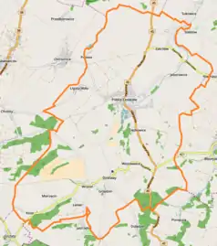 Mapa konturowa gminy Polska Cerekiew , na dole znajduje się punkt z opisem „Grzędzin”