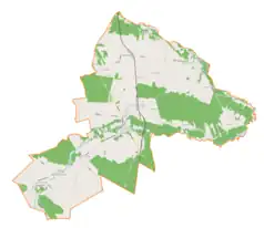 Mapa konturowa gminy Popów, blisko górnej krawiędzi znajduje się punkt z opisem „Lelity”