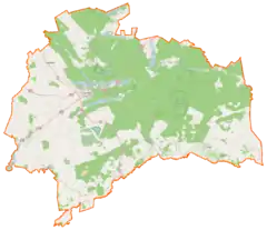 Mapa konturowa powiatu augustowskiego, po lewej nieco na dole znajduje się punkt z opisem „Kroszówka”