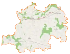 Mapa konturowa powiatu gostyńskiego, po lewej znajduje się punkt z opisem „Franciszkowo”