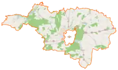 Mapa konturowa powiatu leszczyńskiego, u góry nieco na lewo znajduje się punkt z opisem „Bukówiec Górny”