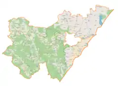 Mapa konturowa powiatu przemyskiego, na dole znajduje się punkt z opisem „Makowa”