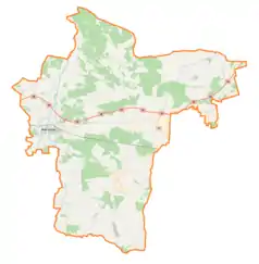 Mapa konturowa powiatu wieruszowskiego, na dole po lewej znajduje się punkt z opisem „Gola”