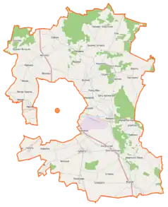 Mapa konturowa gminy wiejskiej Przasnysz, blisko centrum u góry znajduje się punkt z opisem „Bartniki”