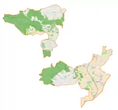 Mapa konturowa gminy wiejskiej Przemyśl, po prawej nieco na dole znajduje się punkt z opisem „Łuczyce”