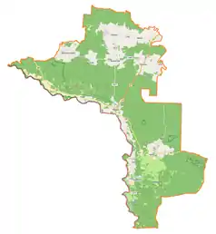 Mapa konturowa gminy Przewóz, u góry znajduje się punkt z opisem „Dobrochów”