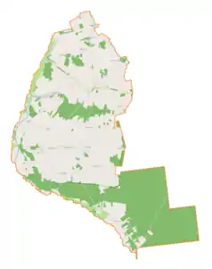 Mapa konturowa gminy Przystajń, u góry po lewej znajduje się punkt z opisem „Podłęże Szlacheckie”