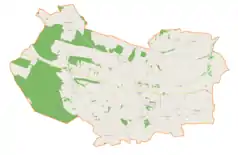 Mapa konturowa gminy Racławice, na dole znajduje się punkt z opisem „Dziemięrzyce”