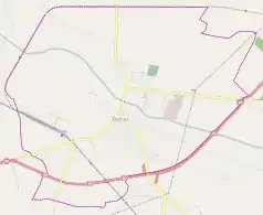 Mapa konturowa Raciąża, blisko centrum na prawo znajduje się punkt z opisem „Lądowisko Raciąż-Polmlek”