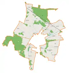 Mapa konturowa gminy wiejskiej Radzyń Podlaski, u góry nieco na lewo znajduje się punkt z opisem „Brzostówiec”