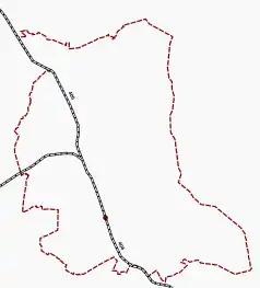 Mapa konturowa Polic, po lewej znajduje się punkt z opisem „Police Zakład”