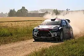 Kris Meeke w Citroënie DS3 WRC podczas Rajdu Polski w 2015