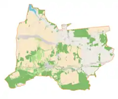 Mapa konturowa gminy Raniżów, blisko centrum na lewo u góry znajduje się punkt z opisem „Wola Raniżowska”