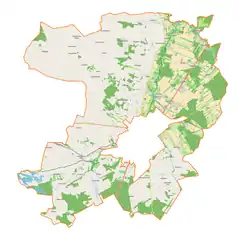 Mapa konturowa gminy wiejskiej Rawa Mazowiecka, w centrum znajduje się punkt z opisem „Pasieka Wałowska”