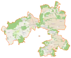 Mapa konturowa gminy Redzikowo, na dole po prawej znajduje się punkt z opisem „Głobino”