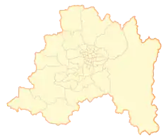 Mapa konturowa Regionu Metropolitalnego, po prawej nieco u góry znajduje się punkt z opisem „Valle Nevado”