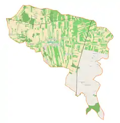 Mapa konturowa gminy Regnów, po prawej nieco na dole znajduje się punkt z opisem „Wólka Strońska”