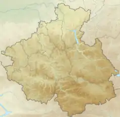 Mapa konturowa Republiki Ałtaju, na dole znajduje się punkt z opisem „źródło”, natomiast blisko górnej krawiędzi po lewej znajduje się punkt z opisem „ujście”