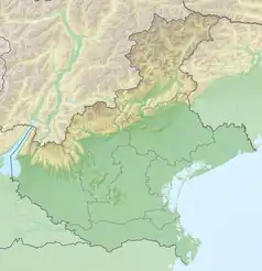 Mapa konturowa Wenecji Euganejskiej, po prawej nieco na dole znajduje się punkt z opisem „Vignole”